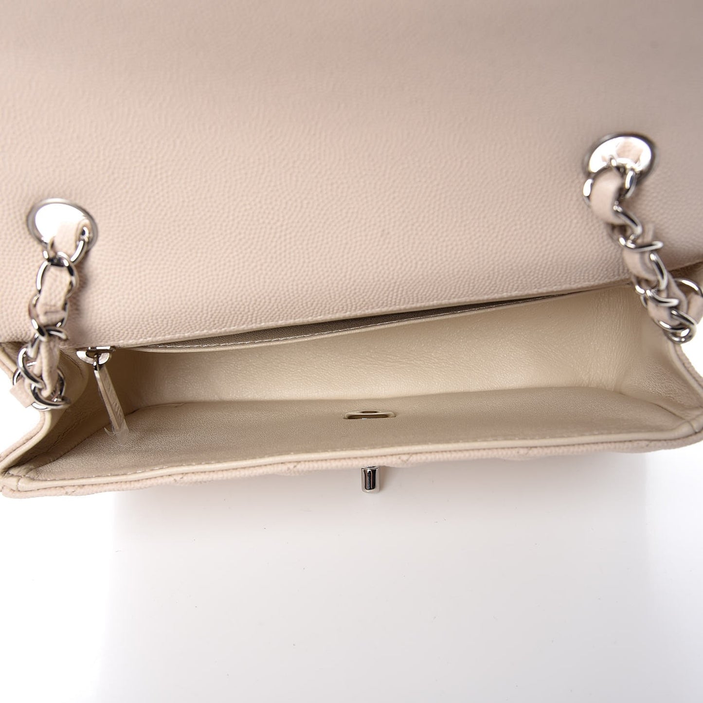 Caviar Quilted Mini Rectangular Flap Light Beige