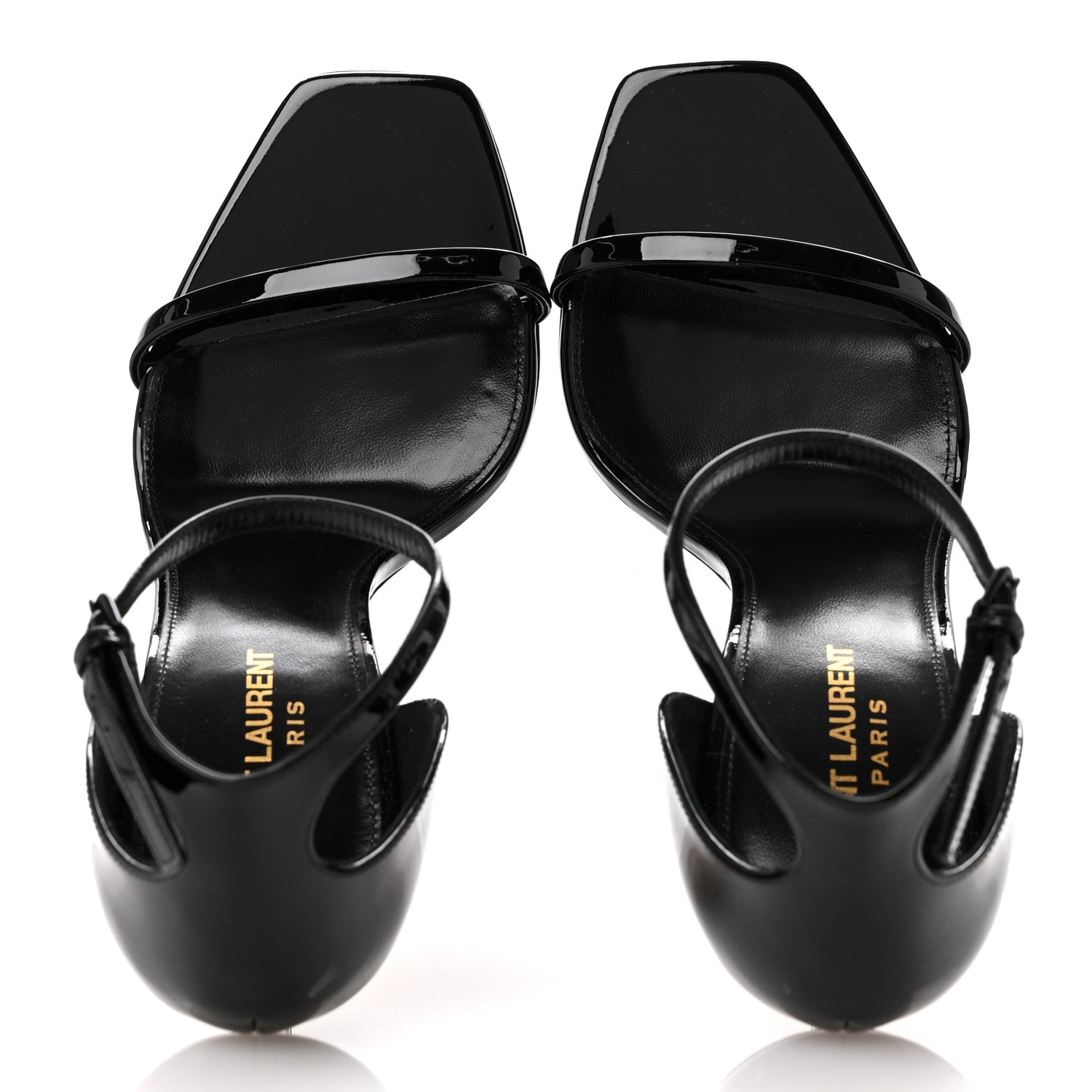 Saint Laurent Patent Calfskin Opyum 110 Sandals 40 Black Gold 2 of 9