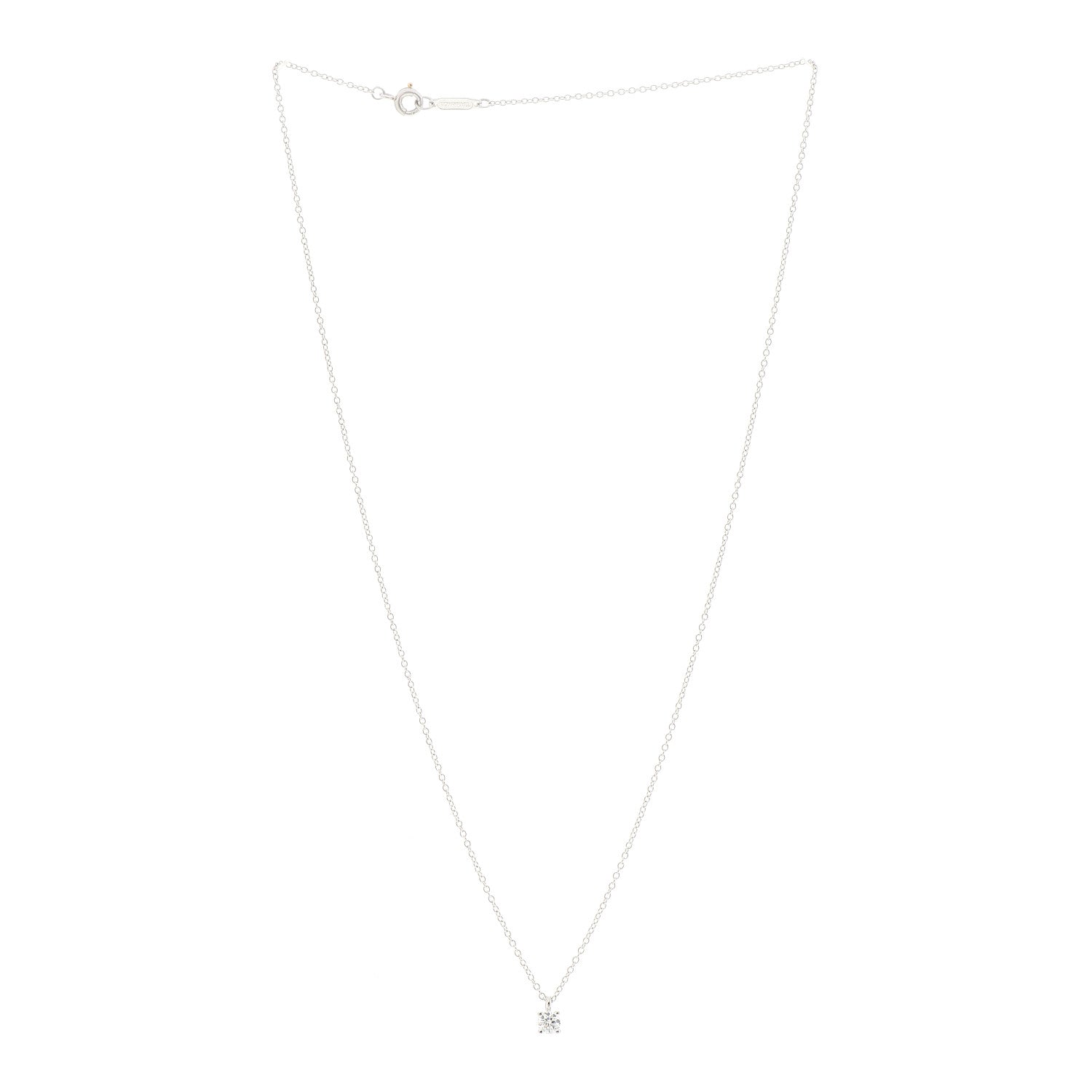 Tiffany Platinum Diamond .20ct Solitaire Pendant Necklace 3 of 6