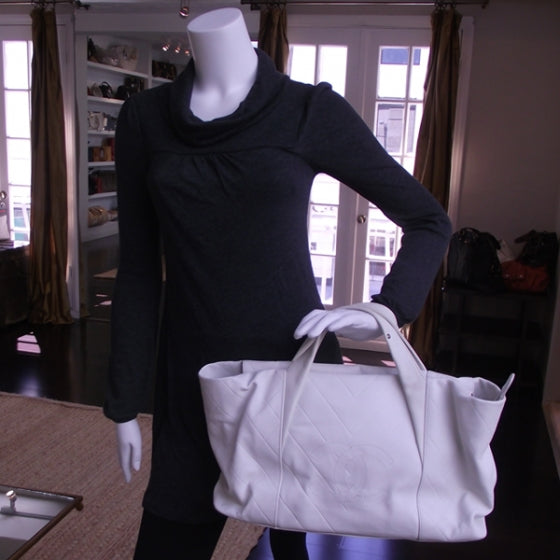 Leather Large Tote White