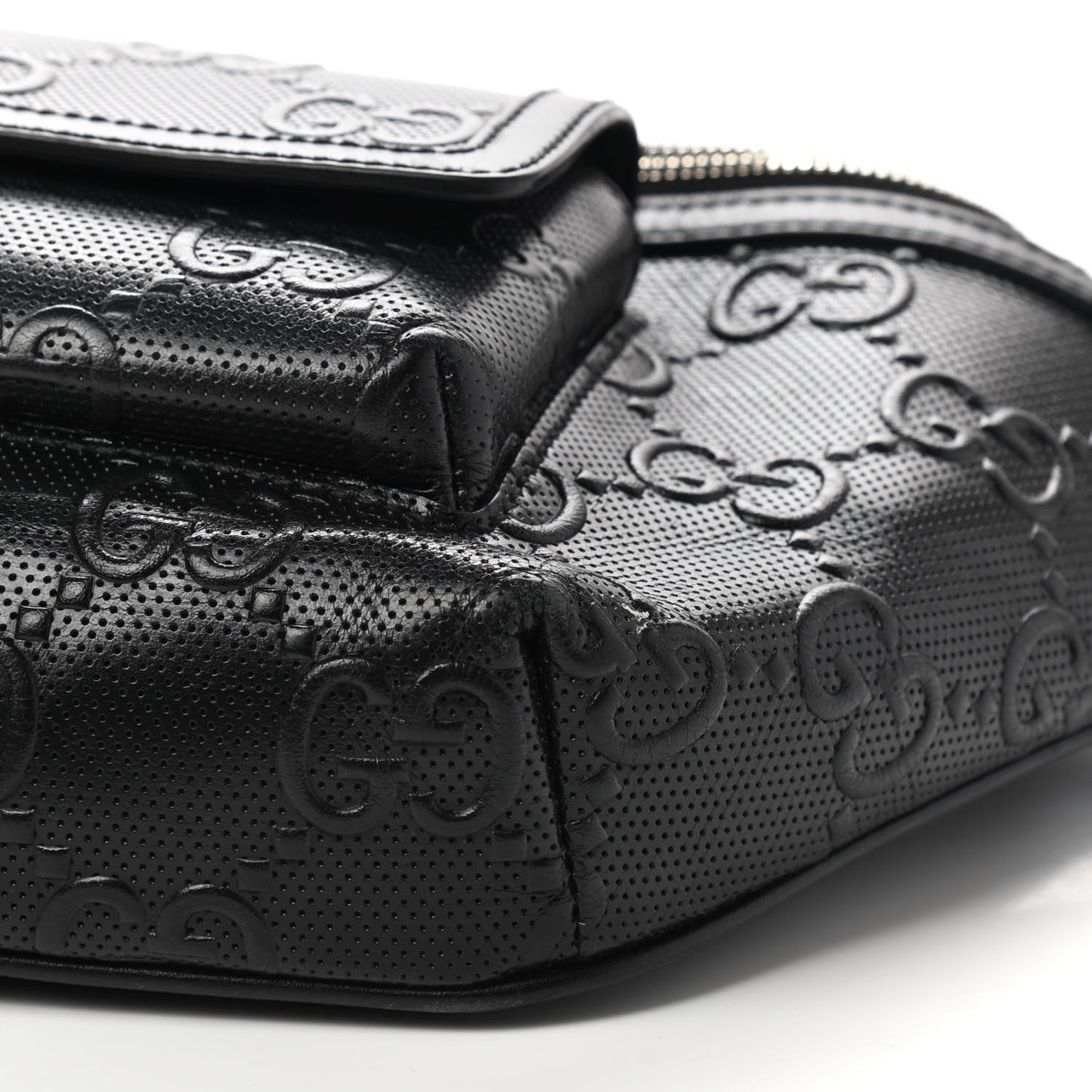 Calfskin GG Tennis Embossed Pocket Belt Bag Black