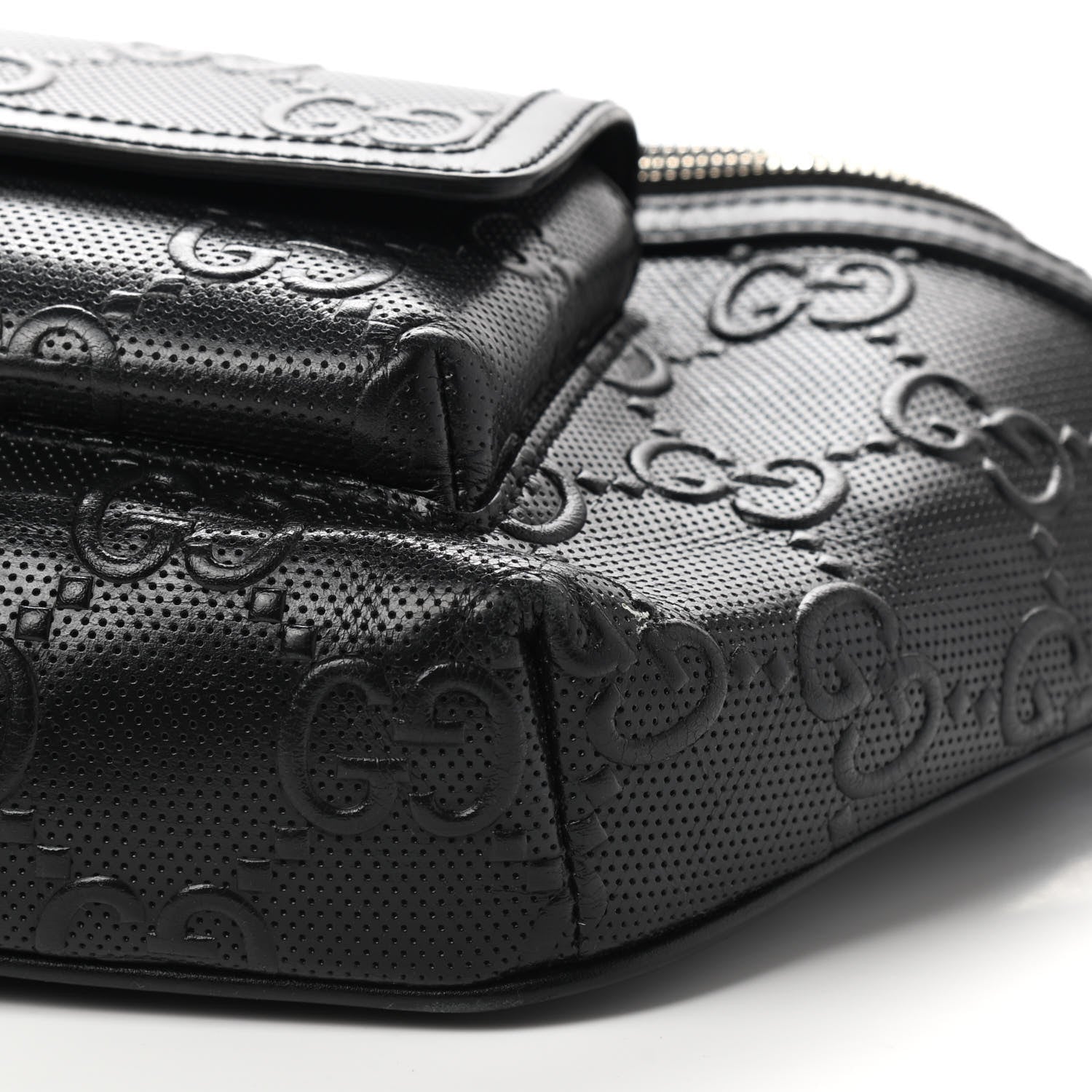 Gucci Calfskin GG Tennis Embossed Pocket Belt Bag Black 11 of 11