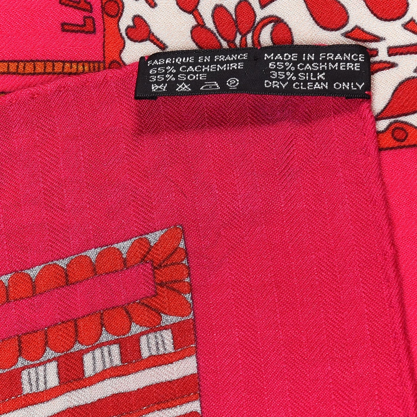 Cashmere Silk La Danse Du Cheval Marwari Shawl 140 Rose Vif Orange Fuchsia