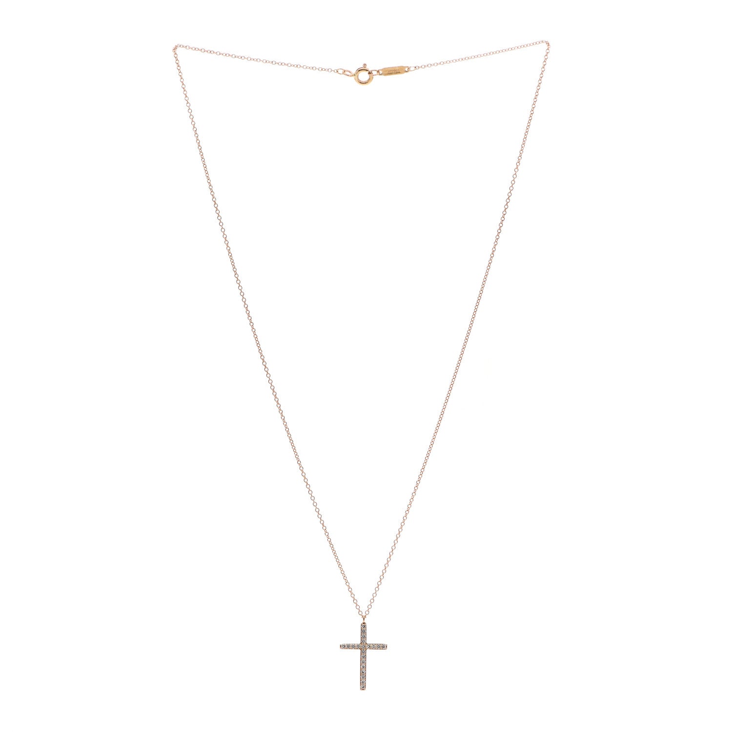Tiffany 18K Rose Gold Diamond Medium Cross Pendant Necklace 3 of 6