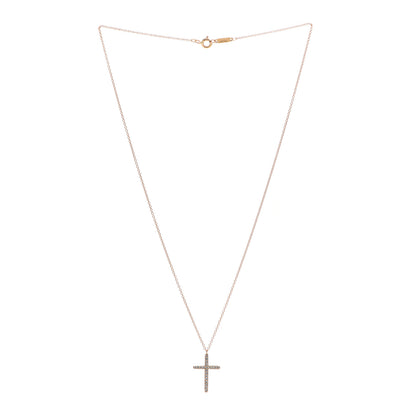 Tiffany 18K Rose Gold Diamond Medium Cross Pendant Necklace 3 of 6