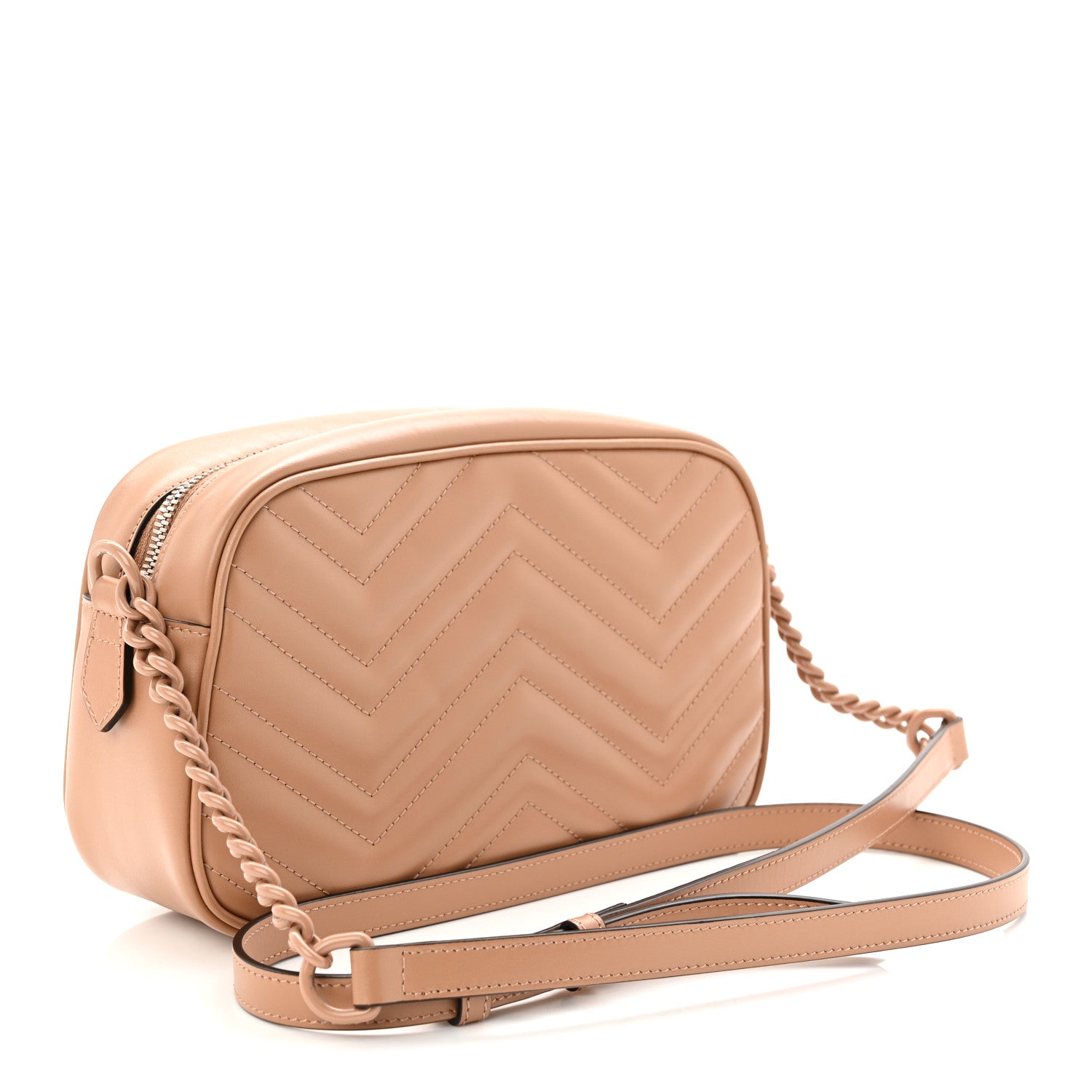 Gucci Calfskin Matelasse Monochrome Small GG Marmont Chain Shoulder Bag Camelia 3 of 10