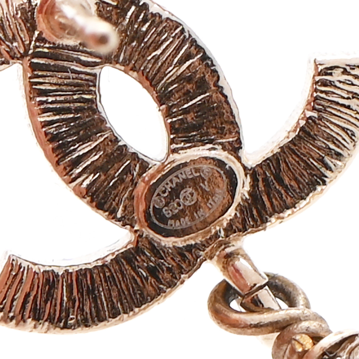 Chanel Crystal Pearl CC Lace Camellia Earrings Gold 3 of 5