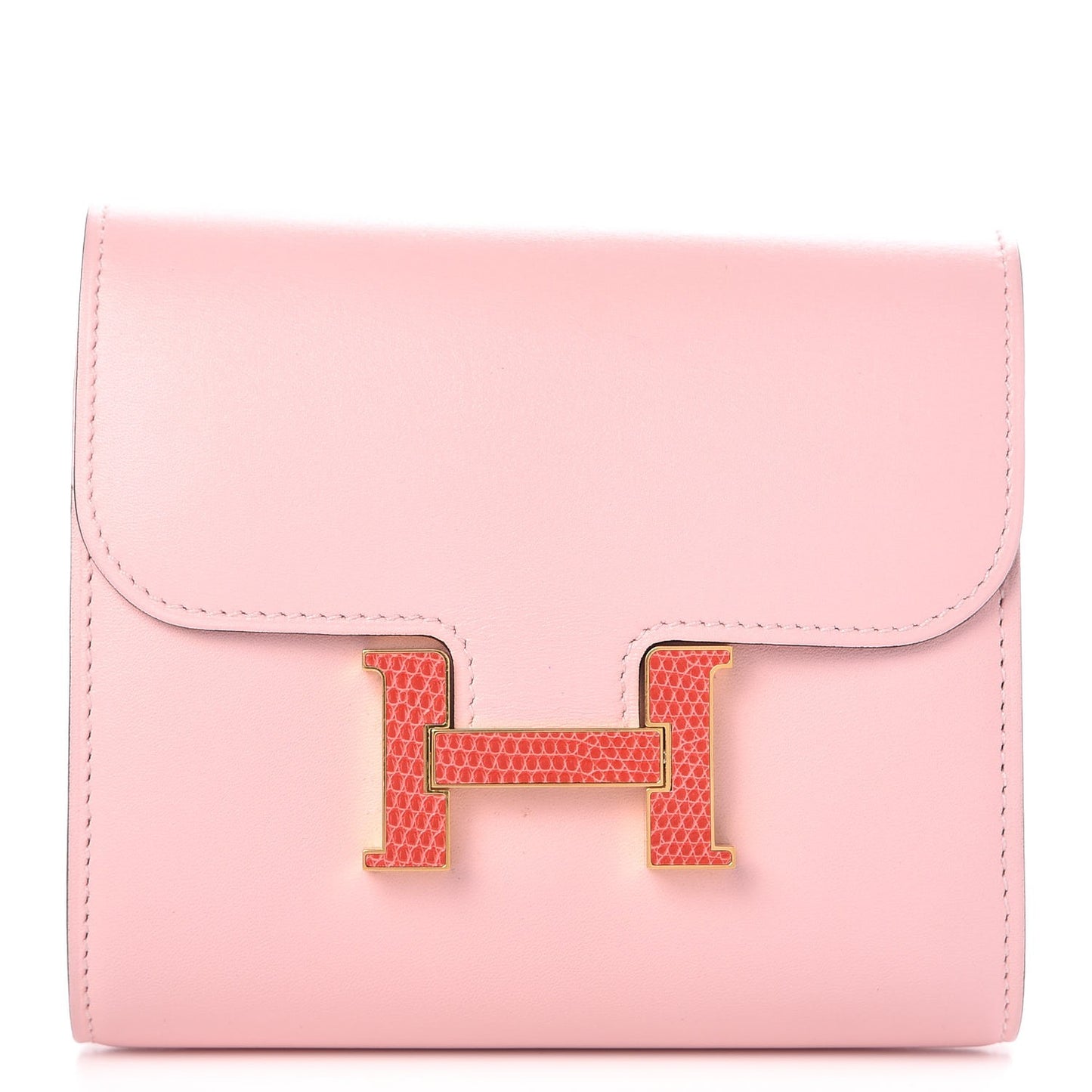 Tadelakt Lizard Constance Short Wallet Rose Sakura Bougainvillea