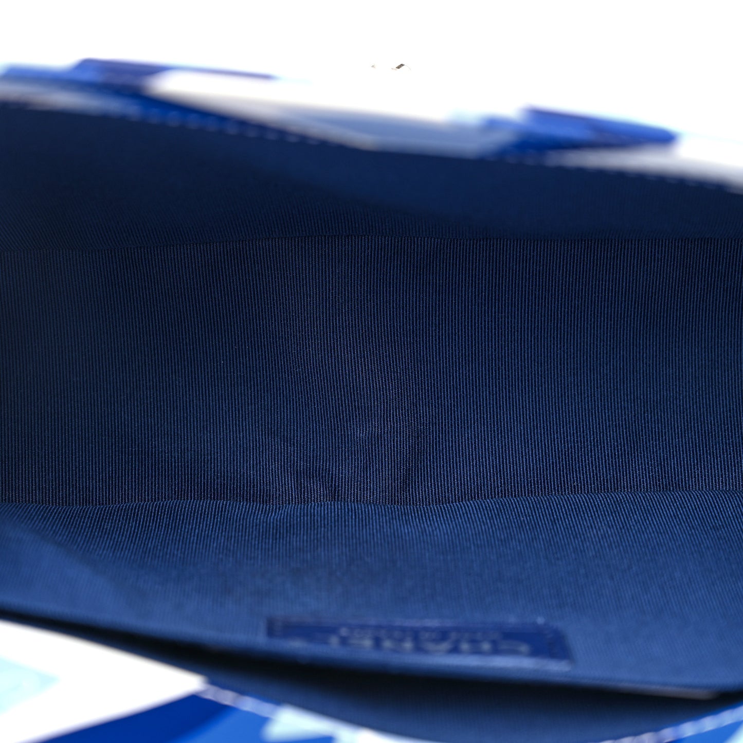 Printed Calfskin Medium Boy Flap Blue White