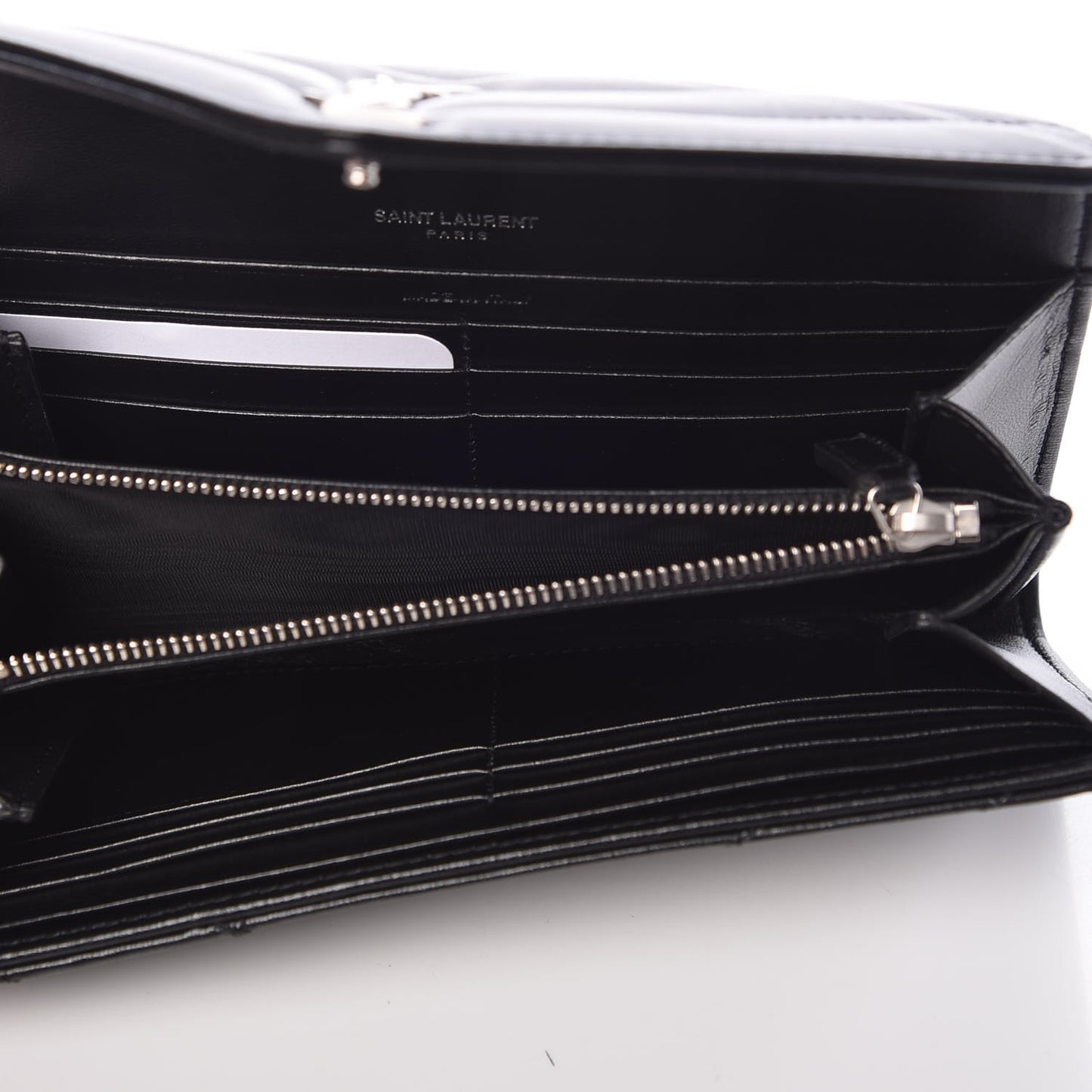 Lambskin Y Quilted Monogram Large Loulou Flap Wallet Black