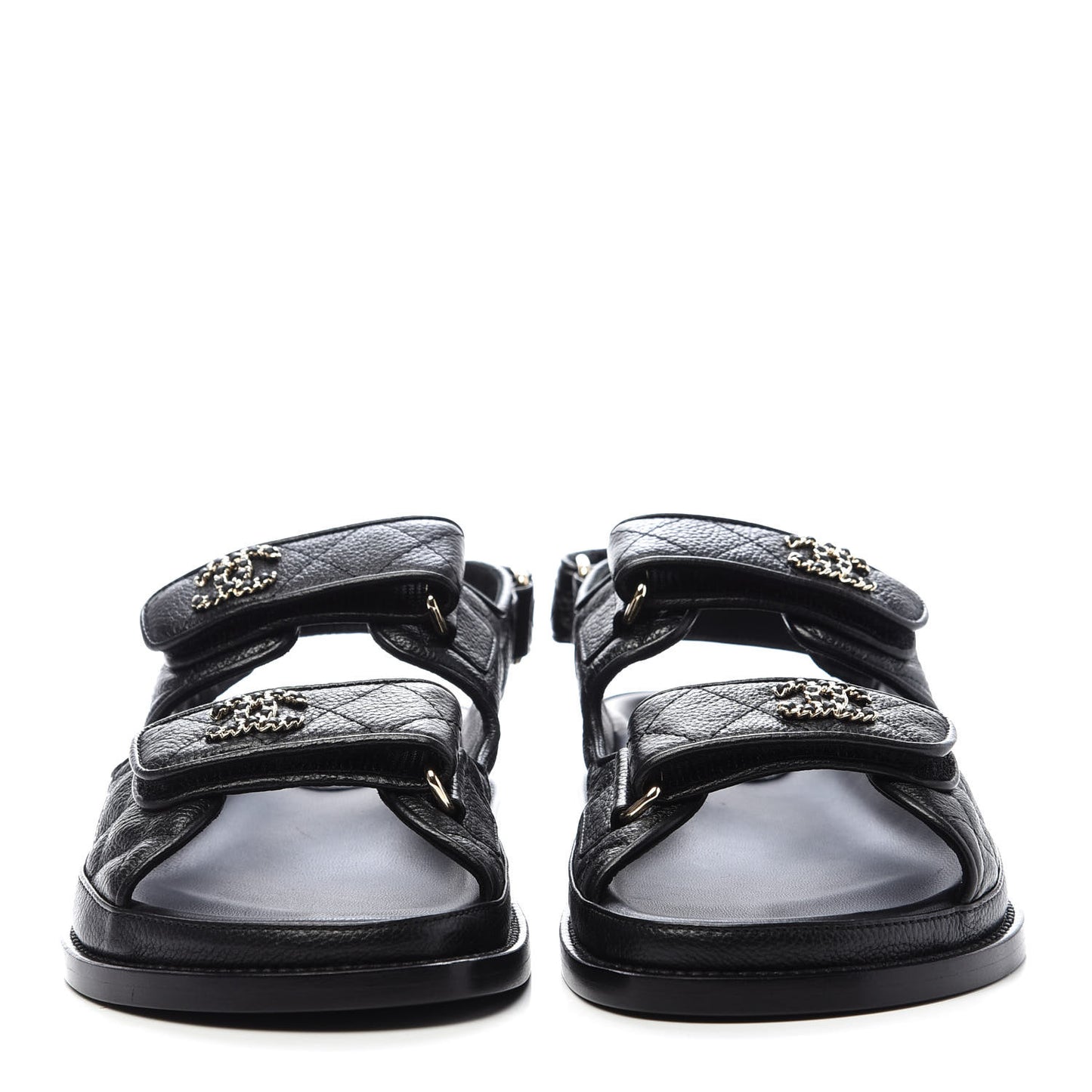 Grained Calfskin Velcro Dad Sandals 36.5 Black