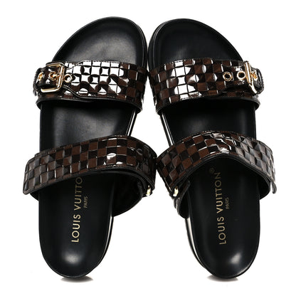 Louis Vuitton Damier Patent Calfskin Bom Dia Flat Sandals 38.5 Ebene 2 of 10