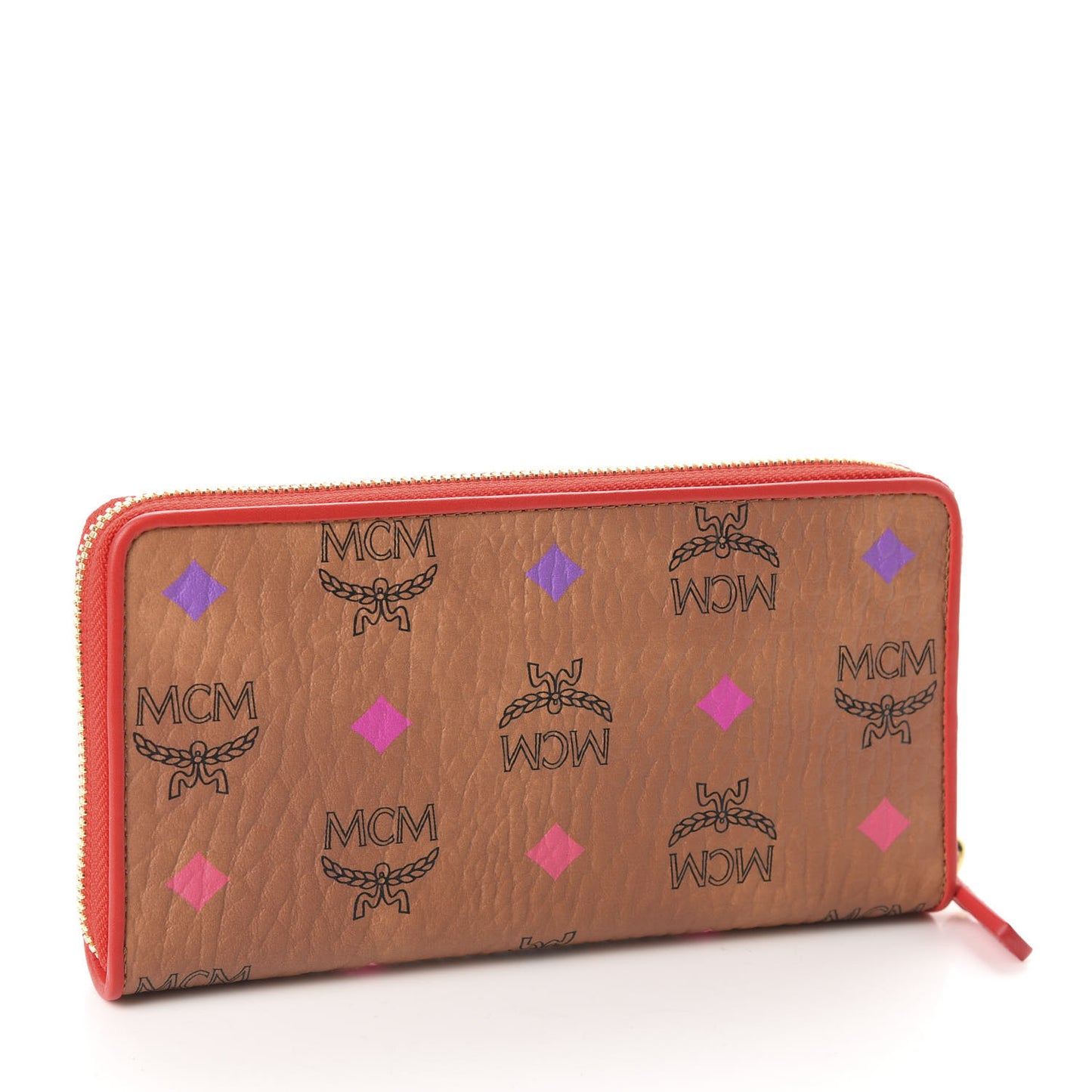 Skyoptic Visetos Zip Around Wallet Cognac Red