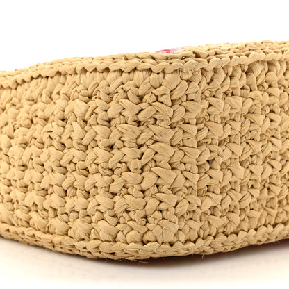Prada Yarn Raffia Effect Crochet Striped Re-Edition 2005 Shoulder Bag Naturale Petalo 9 of 11
