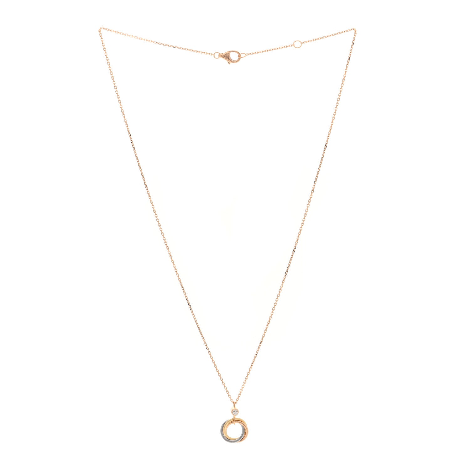 Cartier 18K Pink Yellow White Gold Diamond Trinity Pendant Necklace 2 of 5