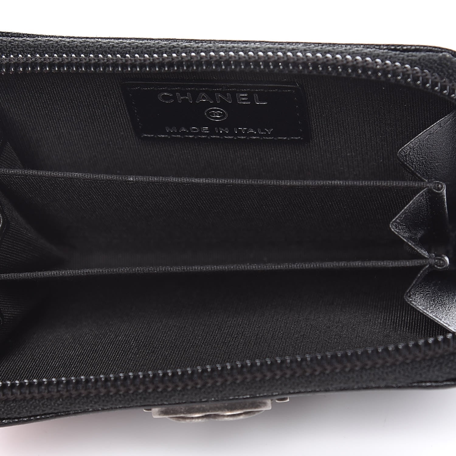 Chanel Caviar Quilted Boy Zip Around Coin Purse Wallet Black 5 of 8
