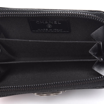 Chanel Caviar Quilted Boy Zip Around Coin Purse Wallet Black 5 of 8
