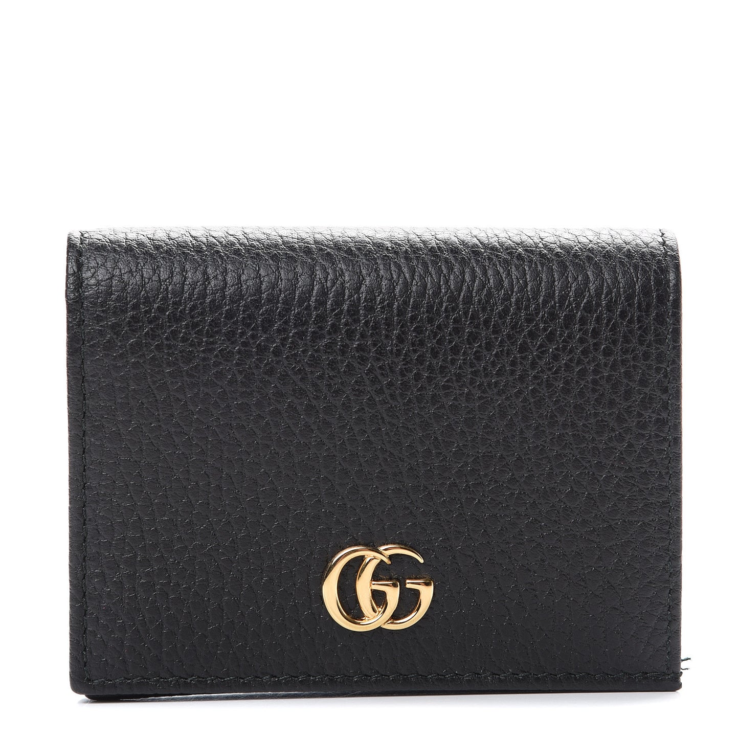 Pebbled Calfskin GG Marmont Card Case Black