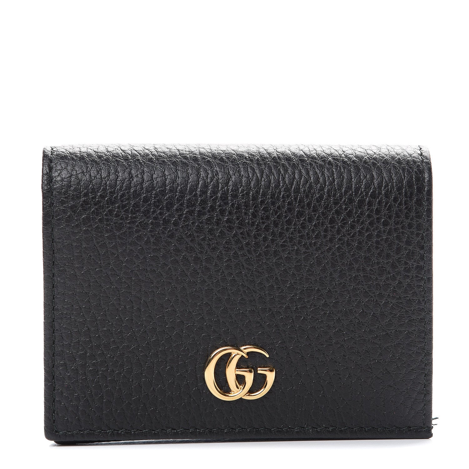 Gucci Pebbled Calfskin GG Marmont Card Case Black 1 of 8