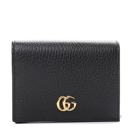 Gucci Pebbled Calfskin GG Marmont Card Case Black 1 of 8
