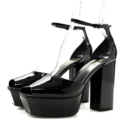 Saint Laurent Patent Farrah 80 Platform Sandals 40 Black 4 of 10