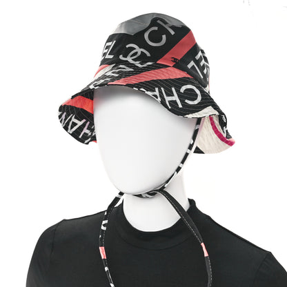 Chanel Cotton Logo Cloche Hat S Ecru Black Pink 2 of 9