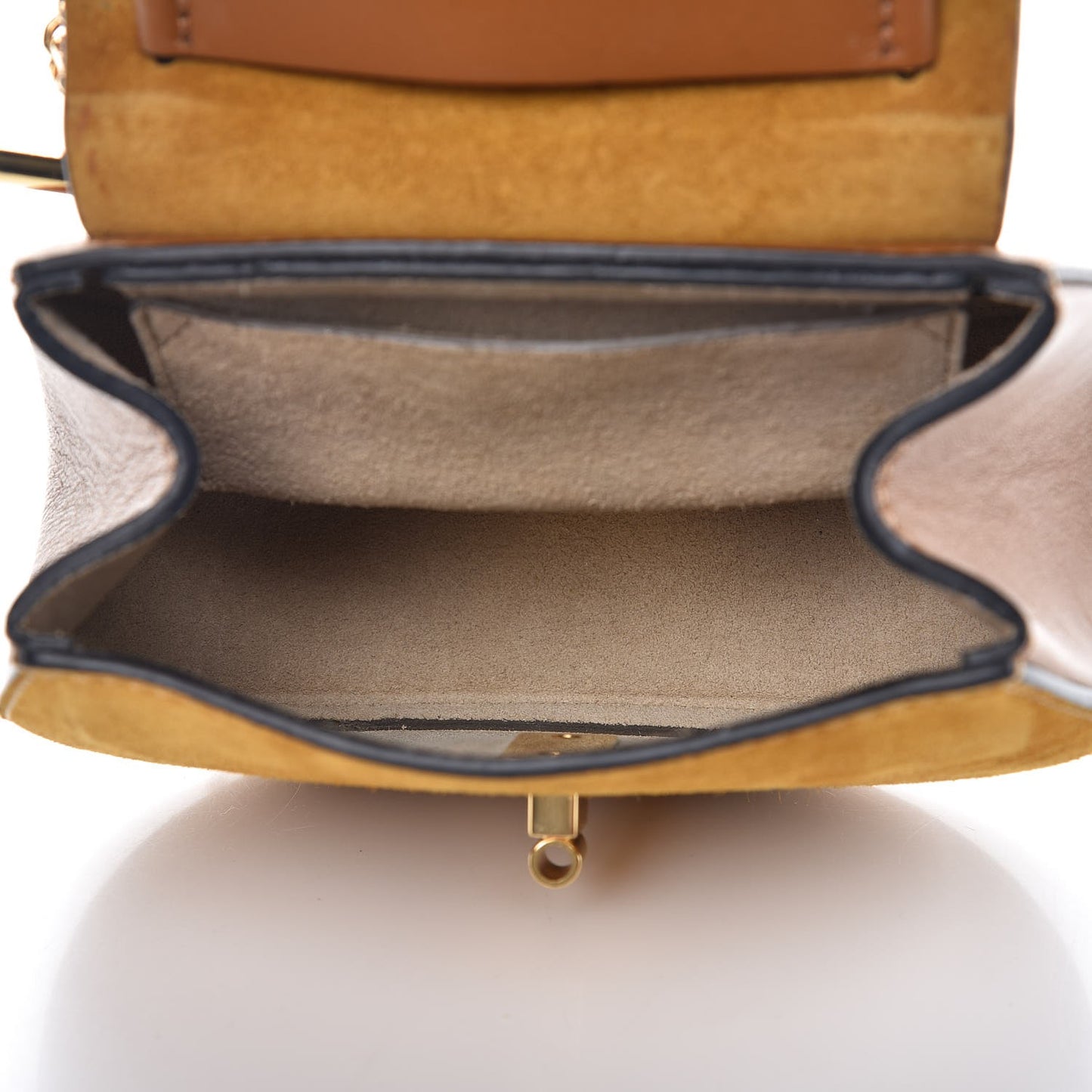 Suede Smooth Calfskin Nano Drew Shoulder Bag Caramel