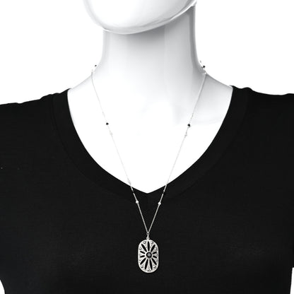 Tiffany Sterling Silver Black Onyx Pearl Ziegfeld Daisy Pendant Necklace 2 of 6