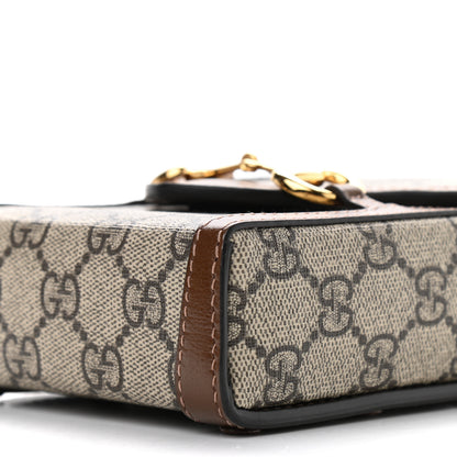 Gucci GG Supreme Monogram Mini Horsebit 1955 Crossbody Bag Beige Brown Sugar 8 of 10