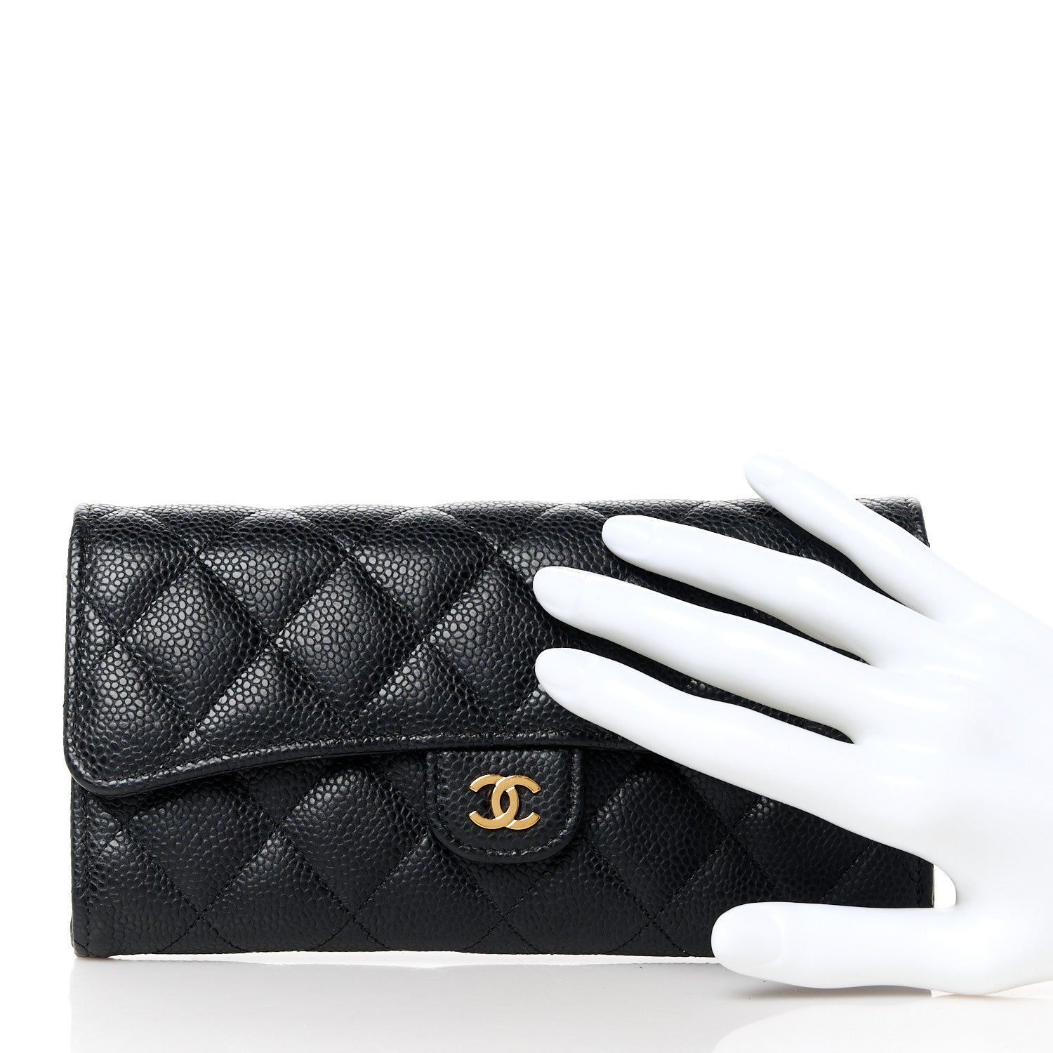 Chanel Caviar Quilted Large Gusset Flap Wallet Black 2 of 11