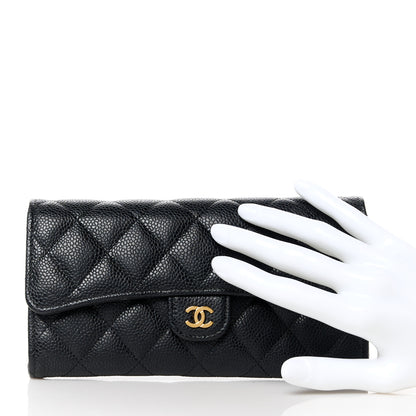 Chanel Caviar Quilted Large Gusset Flap Wallet Black 2 of 11