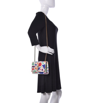Saint Laurent Grain De Poudre Small Classic Monogram Shapes Print Kate Satchel White 2 of 9