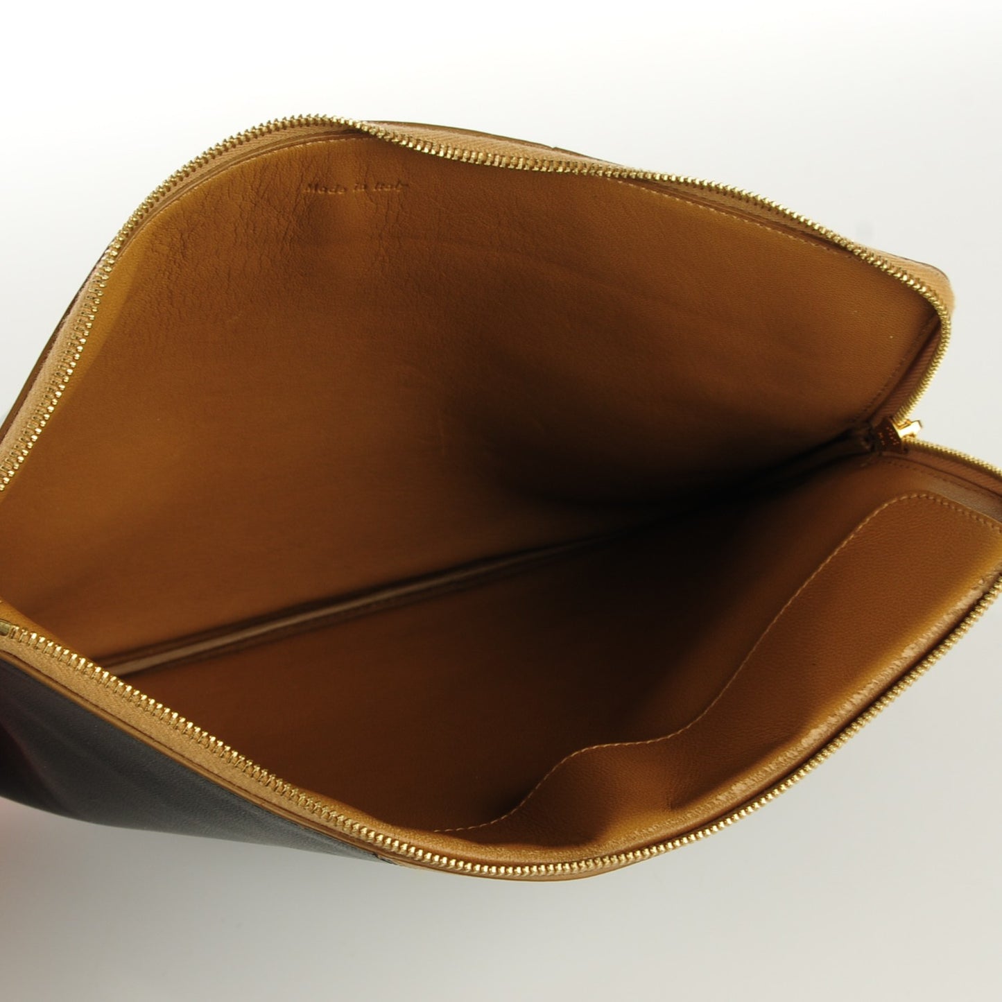 Lambskin Bi-Color Zip Pouch Black
