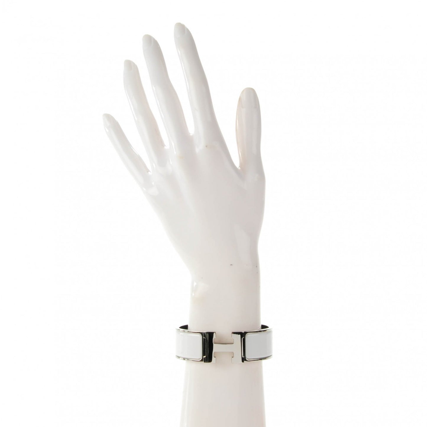 Enamel Wide Clic Clac H Bracelet GM White