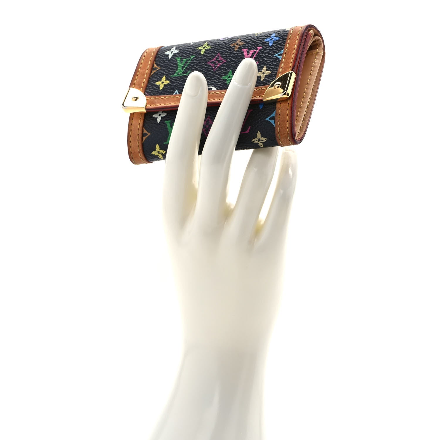 Louis Vuitton Monogram Multicolor Porte-Monnaie Plat Coin Purse Black 2 of 6