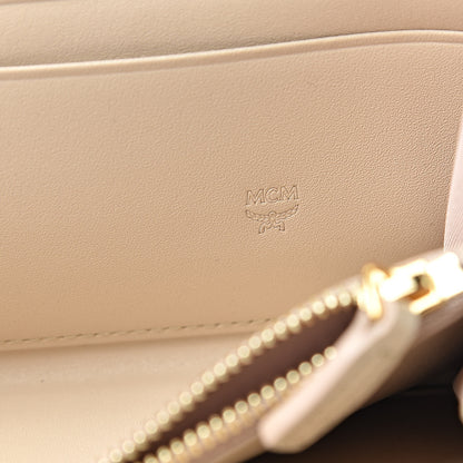 MCM Visetos Large Zip Around Wallet Beige 6 of 9