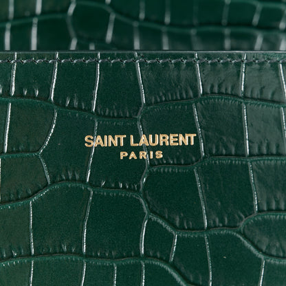 Saint Laurent Calfskin Crocodile Embossed Mini Classic Monogram Cassandra Top Handle Dark Mint 7 of 11