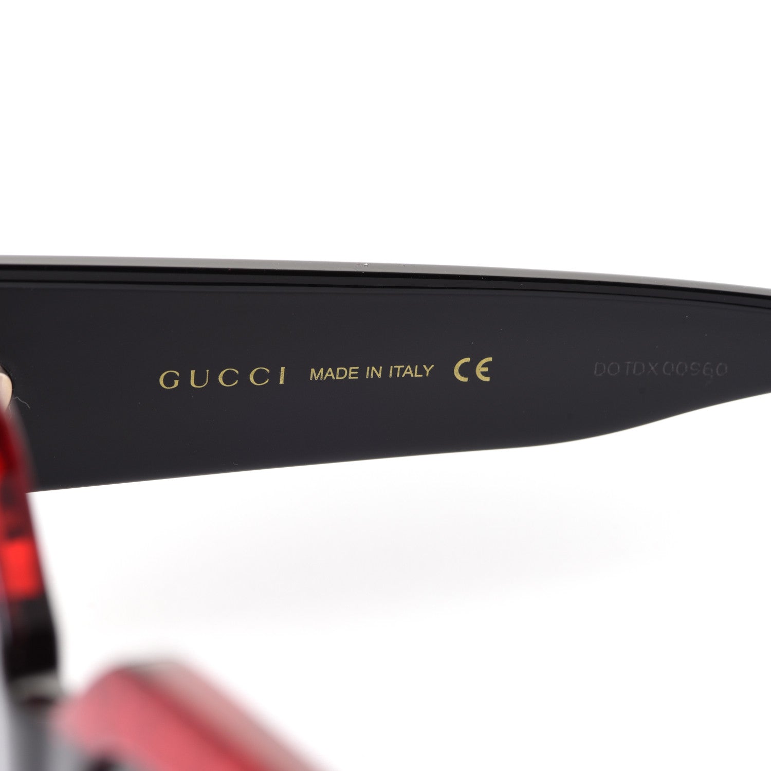 Gucci Acetate Square Frame Sunglasses GG0083S Glitter Red Black Green 5 of 7