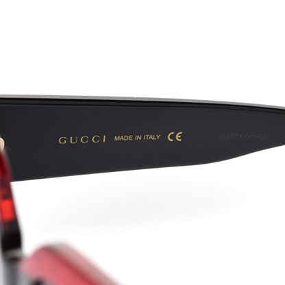 Gucci Acetate Square Frame Sunglasses GG0083S Glitter Red Black Green 5 of 7
