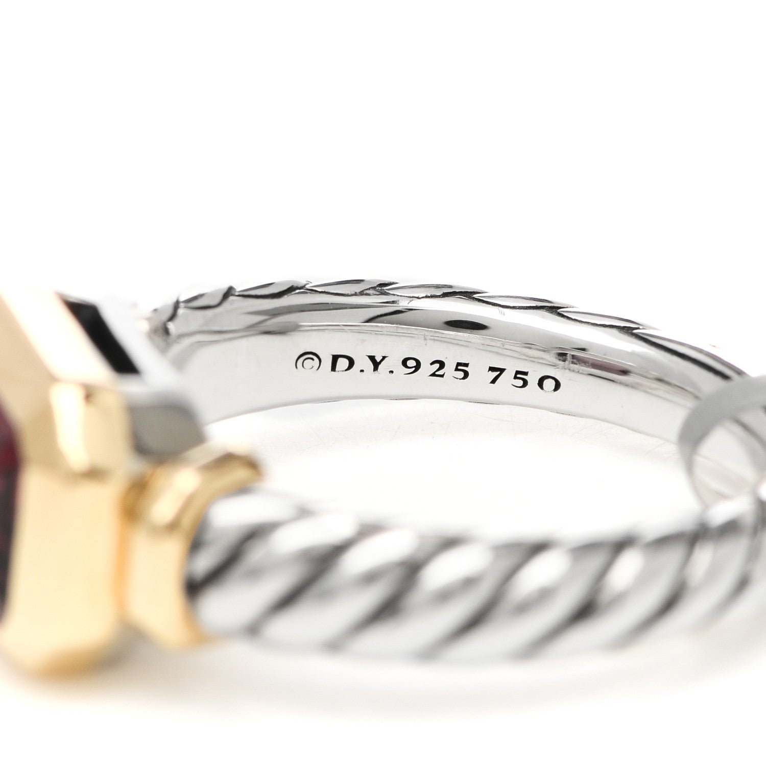 David Yurman Sterling Silver 18K Yellow Gold Rhodolite Novella Ring 52 6 5 of 5
