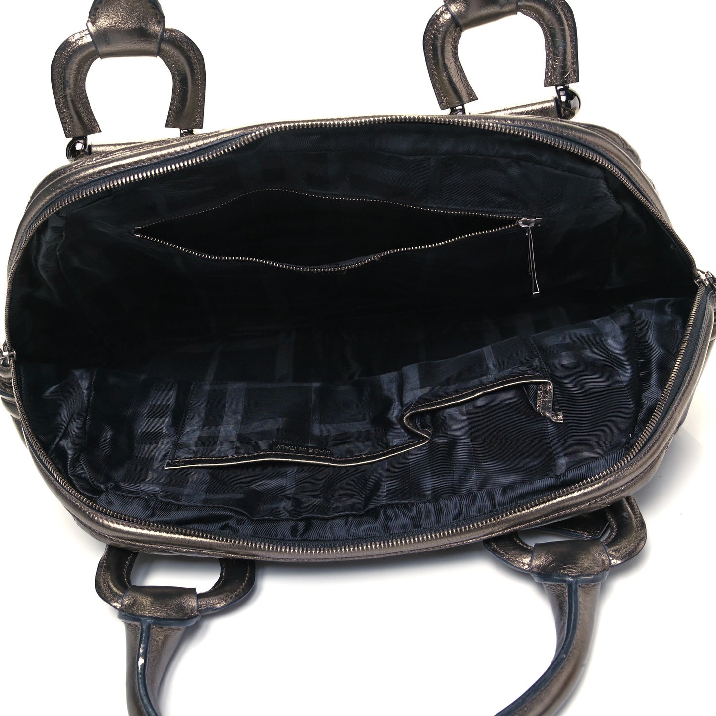 Metallic Patent House Check Sliced Large Manor Pewter