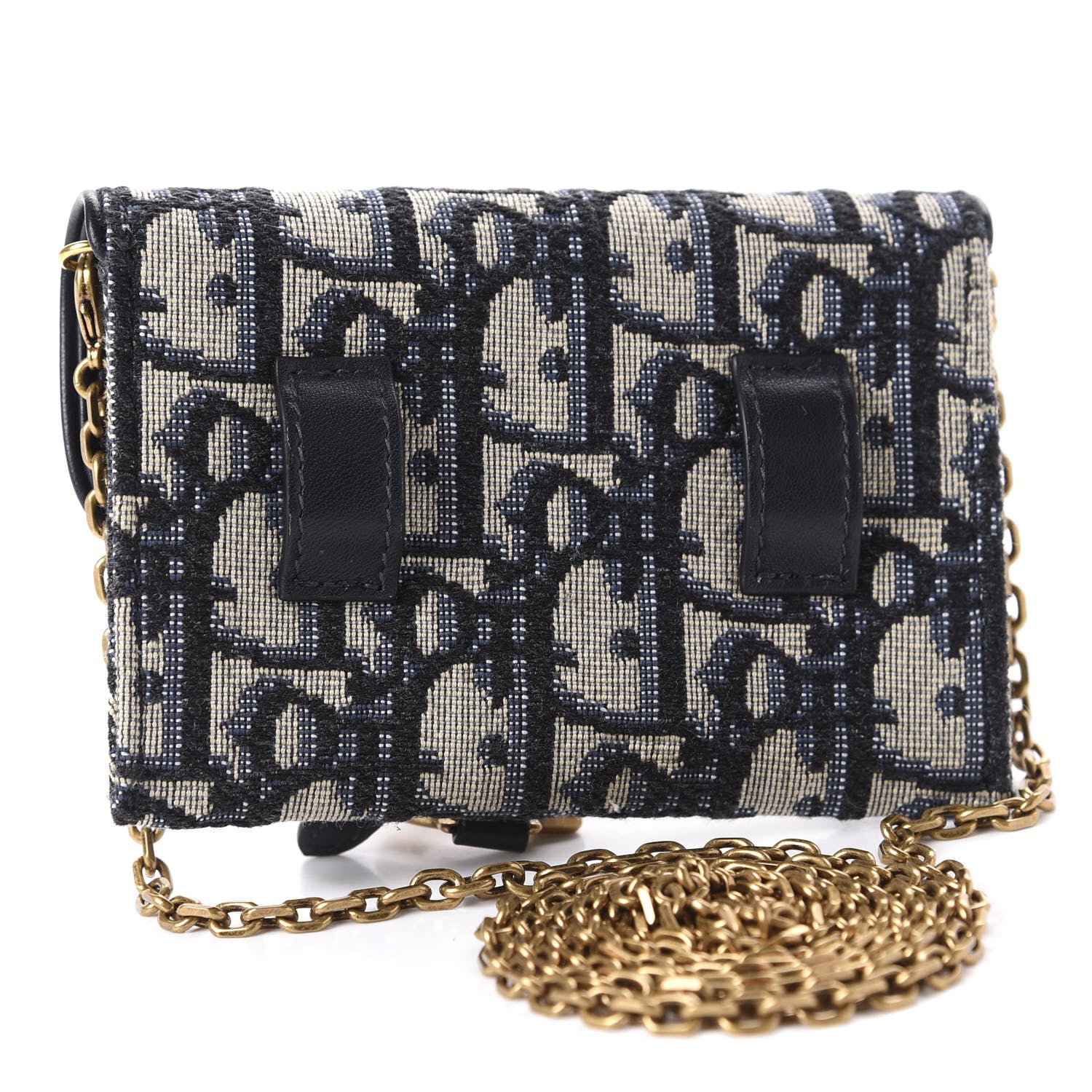 Christian Dior Oblique Nano Saddle Chain Pouch Blue 3 of 10