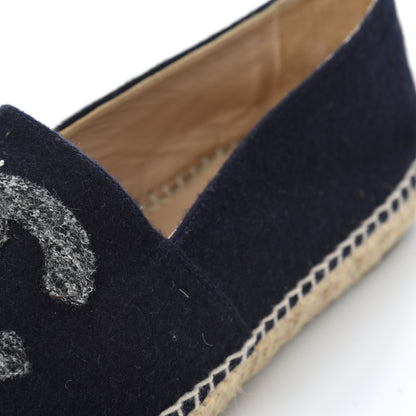 Chanel Velvet Tweed CC Espadrilles 38 Navy Grey 19 of 22