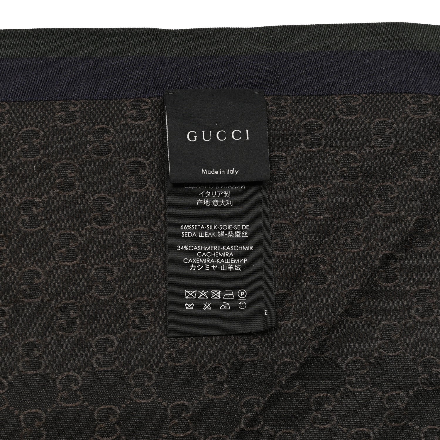 Gucci Silk Cashmere Monogram Web Scarf Brown 4 of 4