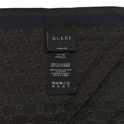 Gucci Silk Cashmere Monogram Web Scarf Brown 4 of 4