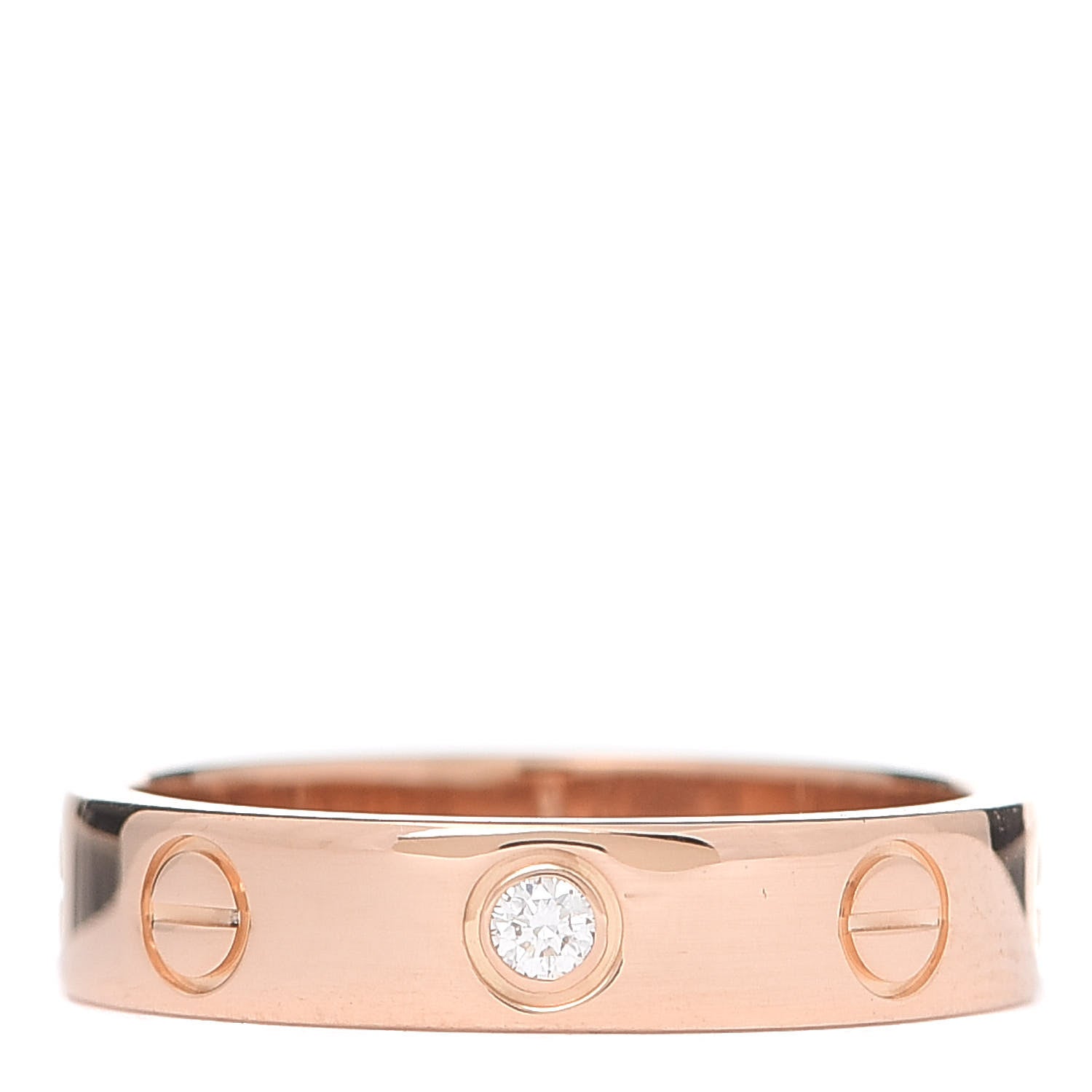 Cartier 18K Pink Gold Diamond 4mm LOVE Wedding Band Ring 49 4.75 1 of 5