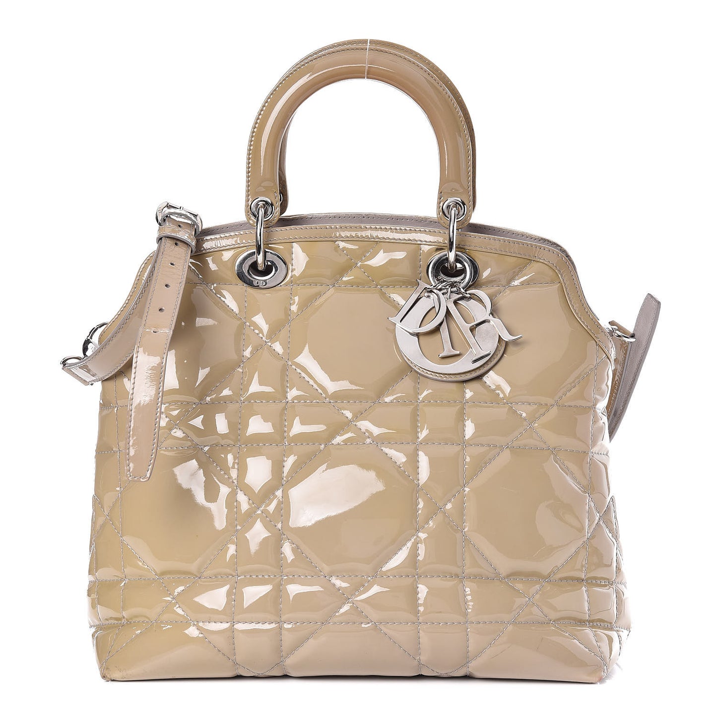 Patent Cannage Medium Granville Tote Beige