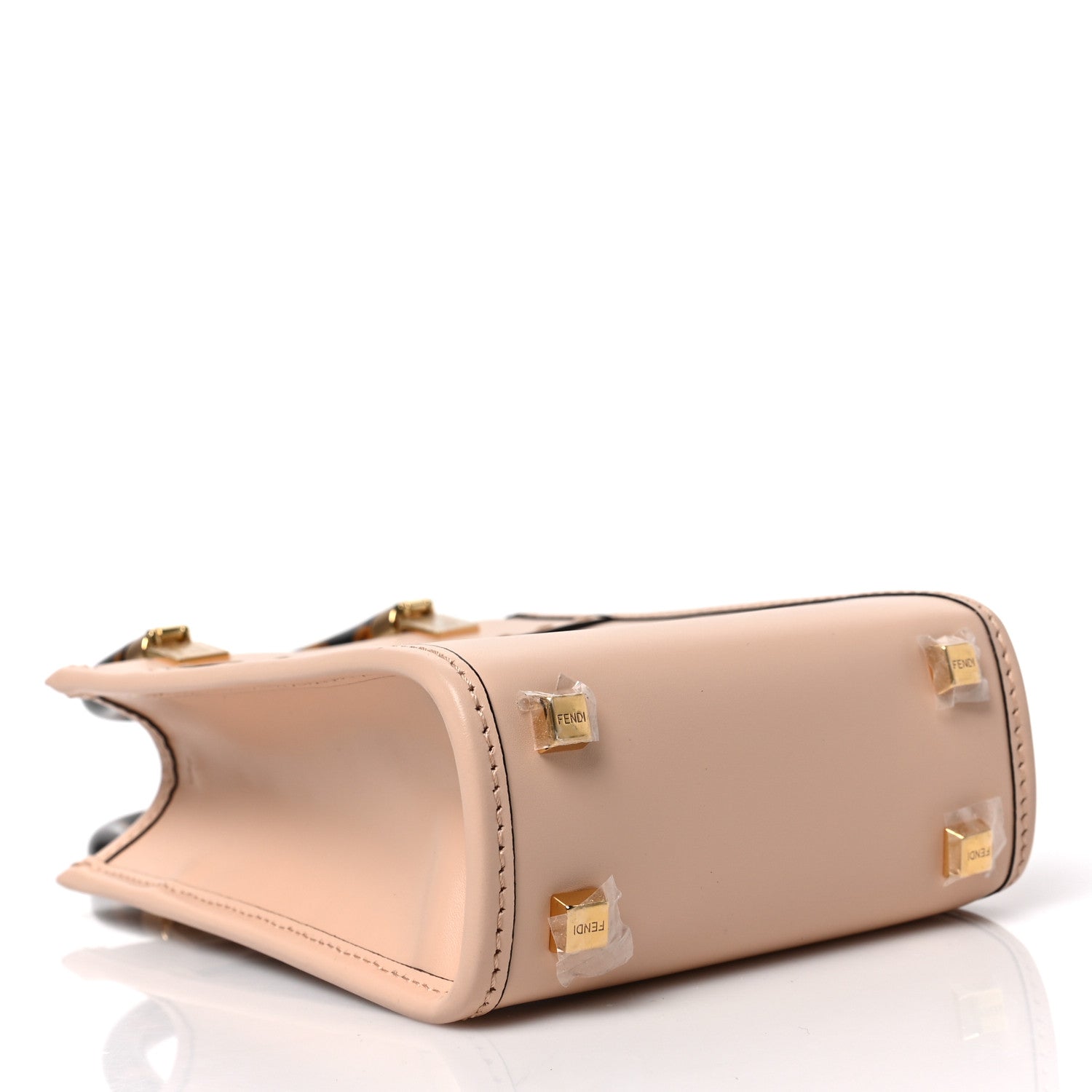 Fendi Vitello King Plexiglass Logo Embossed Mini Fendi Sunshine Shopper Tote Light Rose 7 of 9