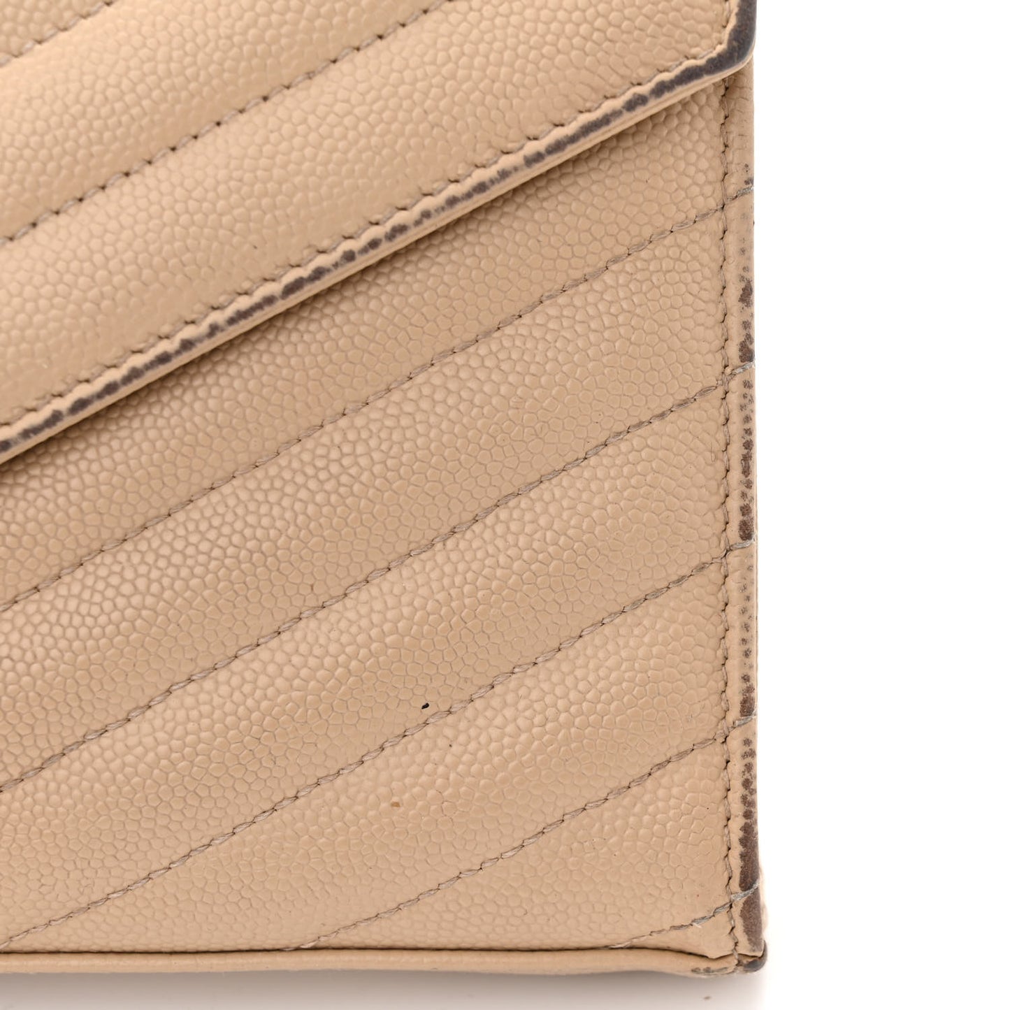 Grain De Poudre Matelasse Chevron Monogram Chain Wallet Dark Beige