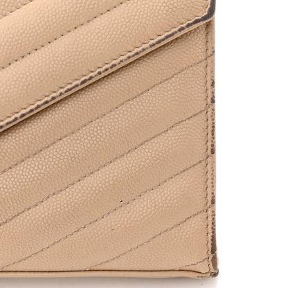 Saint Laurent Grain De Poudre Matelasse Chevron Monogram Chain Wallet Dark Beige 12 of 18